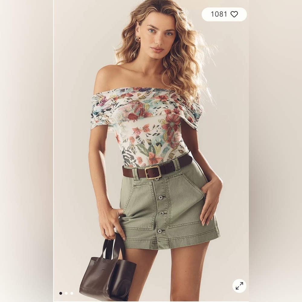 AFRM Divya Floral Off Shoulder Bodysuit